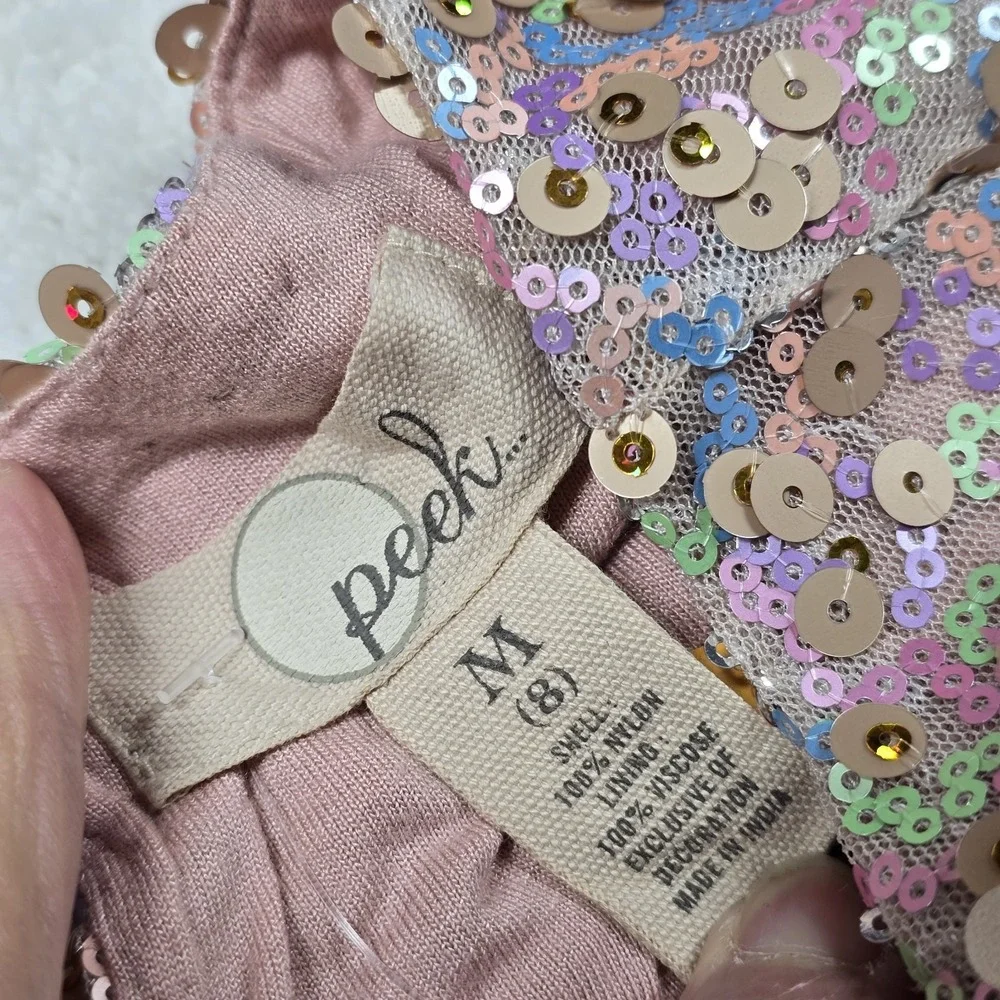 Peek Girls Sequin Dress Size M 8 Pastel Multicolor‎ Sparkly Party Holiday...